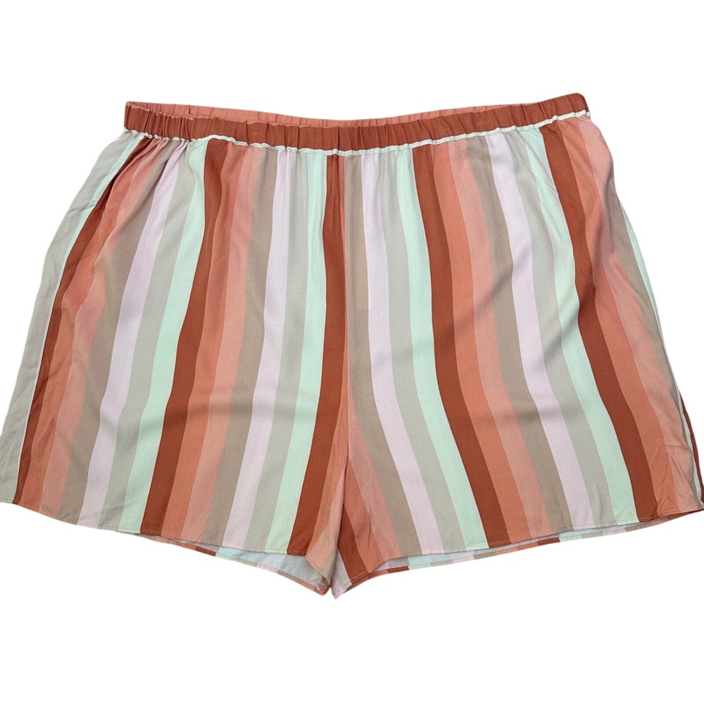 Caslon Women's 3X Striped Shorts Coral Multi‎ Viscose Elastic Waist NEW